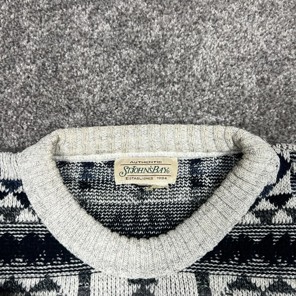 Vintage 80s 90s Mens L Geometric Southwestern Knit Crewneck Sweater St Johns Bay